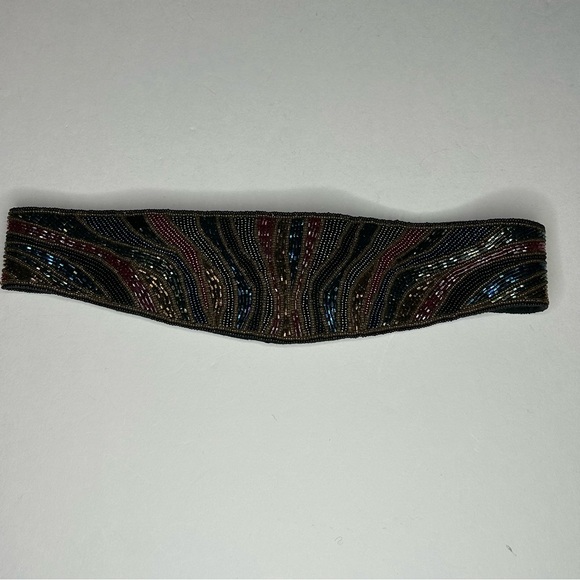 Vintage 80\'s Beaded Cumberbund Statement Belt Artsy Glamcore Fairy Witchy Goth main image 8